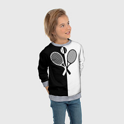 Свитшот детский Теннис - чёрно белое, цвет: 3D-меланж — фото 2