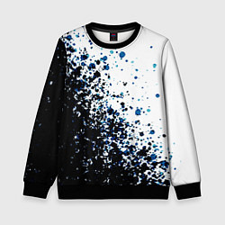 Свитшот детский Чёрно-белый с синими кляксами, цвет: 3D-черный