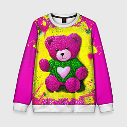 Свитшот детский Розовый мишка в свитере, цвет: 3D-белый