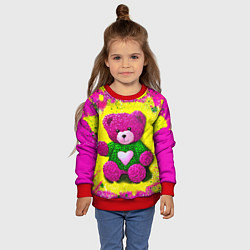 Свитшот детский Розовый мишка в свитере, цвет: 3D-красный — фото 2