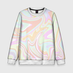 Свитшот детский Бледные разлитые краски абстракция, цвет: 3D-белый