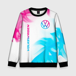 Свитшот детский Volkswagen neon gradient style вертикально, цвет: 3D-черный