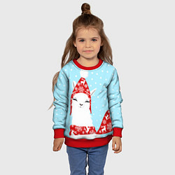 Свитшот детский Лама - альпака в шапочке зимой, цвет: 3D-красный — фото 2
