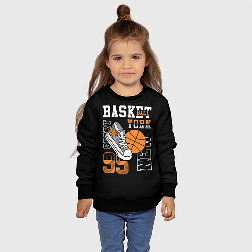 Детский свитшот Basketball New York / 3D-Черный – фото 4