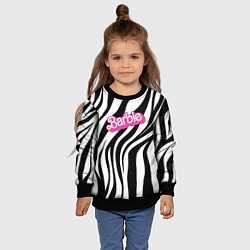 Свитшот детский Ретро Барби - паттерн полосок зебры, цвет: 3D-черный — фото 2
