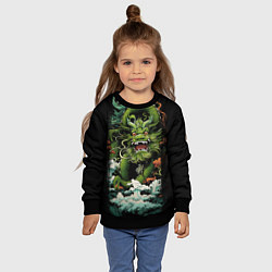 Свитшот детский Зеленый дракон символ года, цвет: 3D-черный — фото 2
