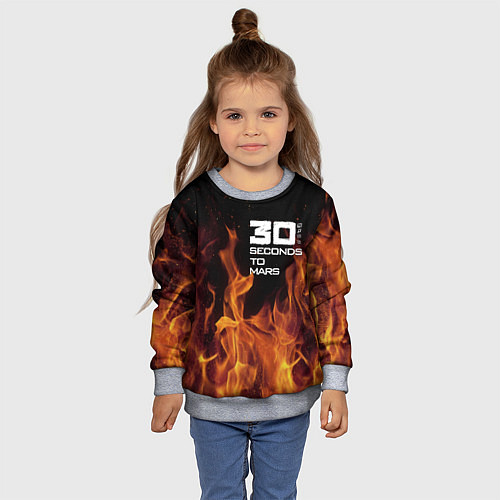 Детский свитшот Thirty Seconds to Mars fire / 3D-Меланж – фото 4