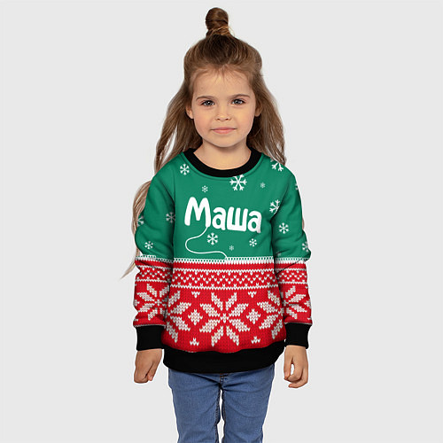Детский свитшот Маша новогодний / 3D-Черный – фото 4