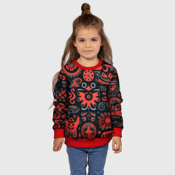 Свитшот детский Красно-черный узор в славянском стиле, цвет: 3D-красный — фото 2