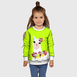 Свитшот детский Лама - альпака в венке, цвет: 3D-белый — фото 2