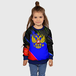 Свитшот детский Герб РФ патриотический стиль, цвет: 3D-синий — фото 2