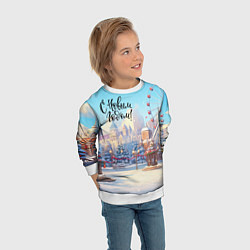 Свитшот детский С новым годом новогодний город, цвет: 3D-белый — фото 2