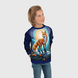 Свитшот детский Мистическая лиса тотем лисы, цвет: 3D-синий — фото 2