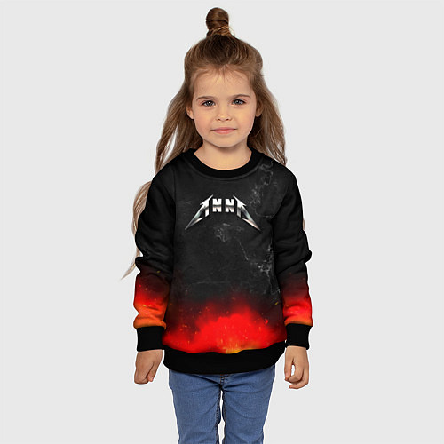 Детский свитшот Анна в стиле Металлика - искры и огонь / 3D-Черный – фото 4
