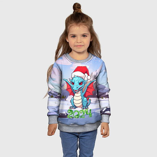 Детский свитшот Символ года дракон 2024 / 3D-Меланж – фото 4