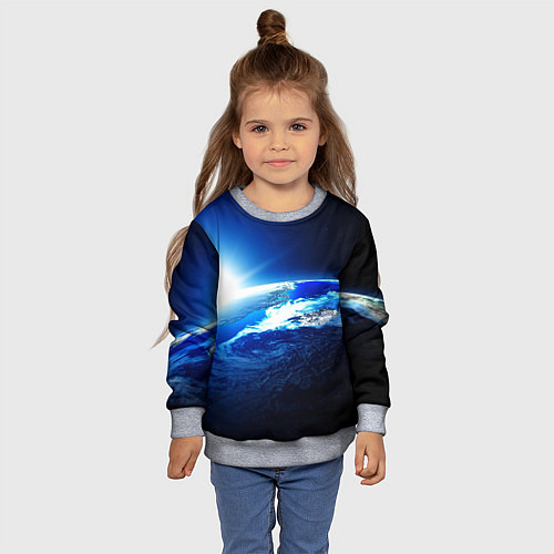 Детский свитшот Восход солнца в космосе / 3D-Меланж – фото 4