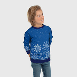 Свитшот детский Текстура снежинок на синем фоне, цвет: 3D-синий — фото 2