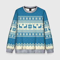 Свитшот детский Sweater with deer on a blue background, цвет: 3D-меланж