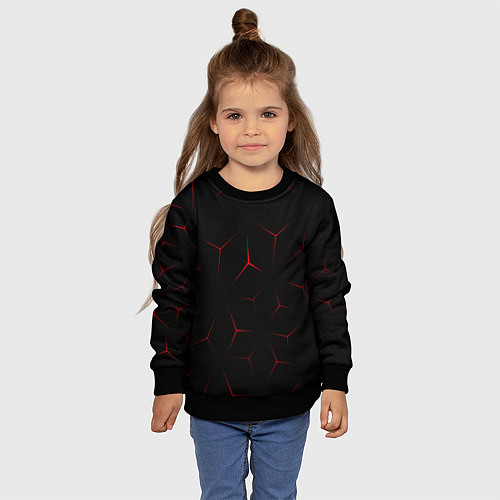 Детский свитшот Красный кибер узор / 3D-Черный – фото 4