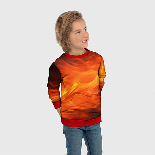 Детский свитшот Яркий огонь / 3D-Красный – фото 3