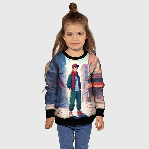 Детский свитшот Парень в штанах карго / 3D-Черный – фото 4