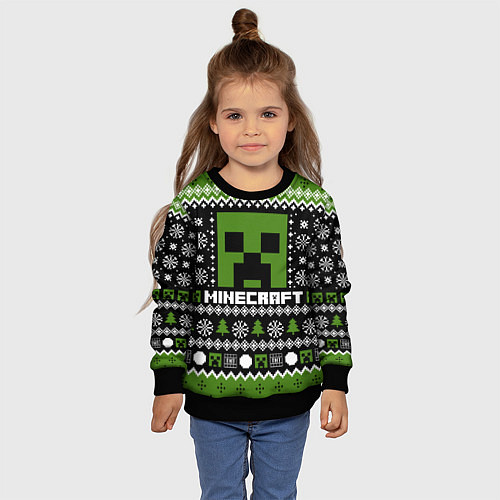 Детский свитшот Minecraft christmas sweater / 3D-Черный – фото 4