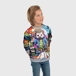 Свитшот детский Городской ёжик, цвет: 3D-меланж — фото 2