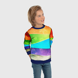 Свитшот детский Абстрактный разноцветный волнистый фон со снежинка, цвет: 3D-синий — фото 2