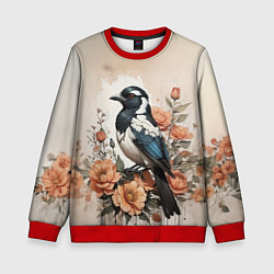 Свитшот детский Птица в цветах, цвет: 3D-красный