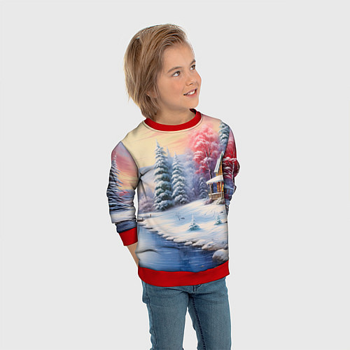 Детский свитшот Сказочная метель подарков / 3D-Красный – фото 3