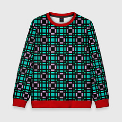 Детский свитшот Зелено-сиреневый с черный клетчатый узор