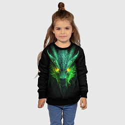 Свитшот детский Светящийся зеленый дракон 2024, цвет: 3D-черный — фото 2