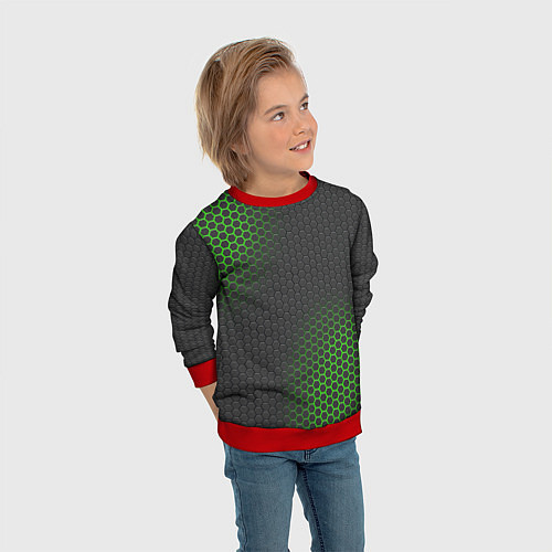 Детский свитшот Карбон с неоновой подсветкой / 3D-Красный – фото 3