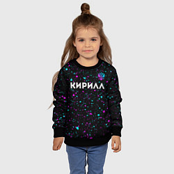 Свитшот детский Кирилл и неоновый герб России посередине, цвет: 3D-черный — фото 2