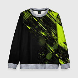 Свитшот детский Зеленая краска на черном фоне, цвет: 3D-меланж