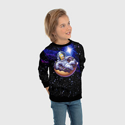 Свитшот детский Космонавт Гомер Симпсон на пончике - нейросеть, цвет: 3D-черный — фото 2