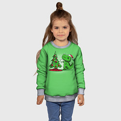 Свитшот детский Новогодняя проблема тираннозавра рекса, цвет: 3D-меланж — фото 2