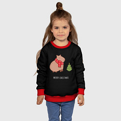 Свитшот детский Капибара и ёлка, цвет: 3D-красный — фото 2