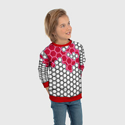 Свитшот детский Красная энерго-броня из шестиугольников, цвет: 3D-красный — фото 2