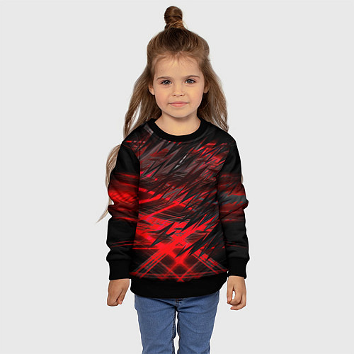 Детский свитшот Черно красные текстуры / 3D-Черный – фото 4