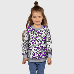 Свитшот детский Фиолетовые кружевные узоры, цвет: 3D-меланж — фото 2