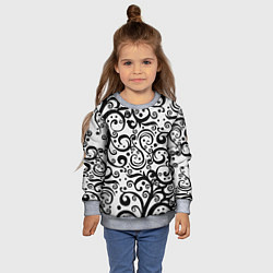 Свитшот детский Чёрный кружевной узор, цвет: 3D-меланж — фото 2