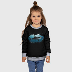 Свитшот детский Акула в овале, цвет: 3D-меланж — фото 2