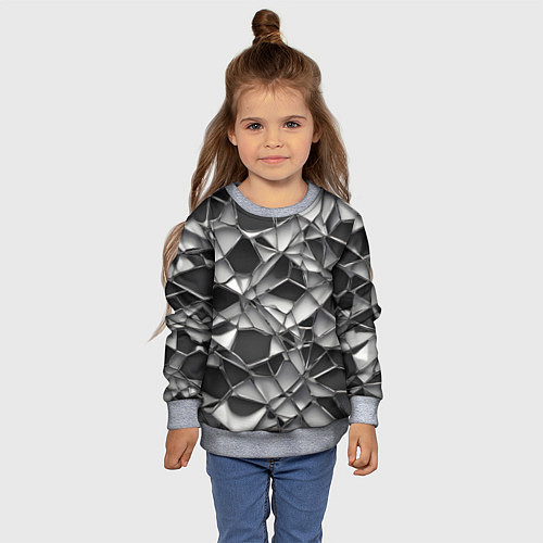 Детский свитшот Чёрно-белая сетка / 3D-Меланж – фото 4