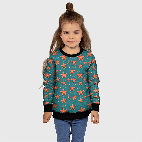Детский свитшот Морские звезды тоже хотят на ёлку / 3D-Черный – фото 4