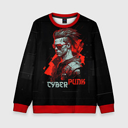 Свитшот детский Cyberpunk man, цвет: 3D-красный