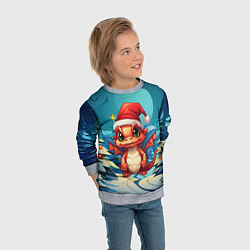 Свитшот детский Маленький новогодний милый дракошка 2024, цвет: 3D-меланж — фото 2