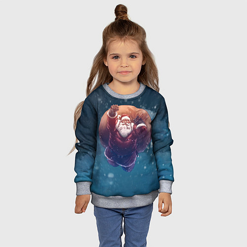 Детский свитшот Летящий Санта / 3D-Меланж – фото 4