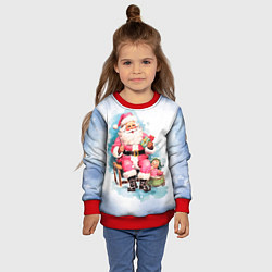 Свитшот детский Акварельный ретро Санта Клаус, цвет: 3D-красный — фото 2
