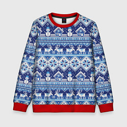 Детский свитшот Вязанный зимний пейзаж с оленями